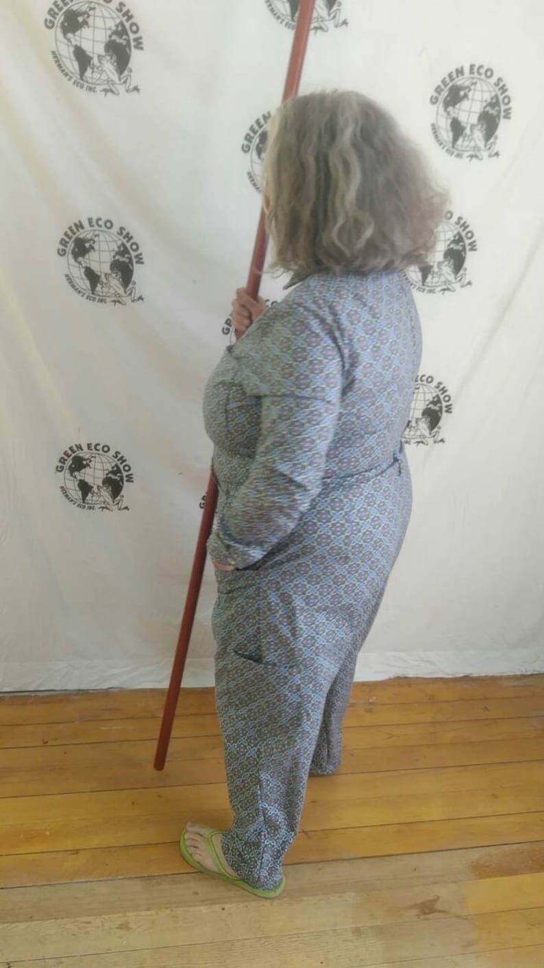 Womens Jumpsuit XL Anna Herman cotton made in USA vtg print