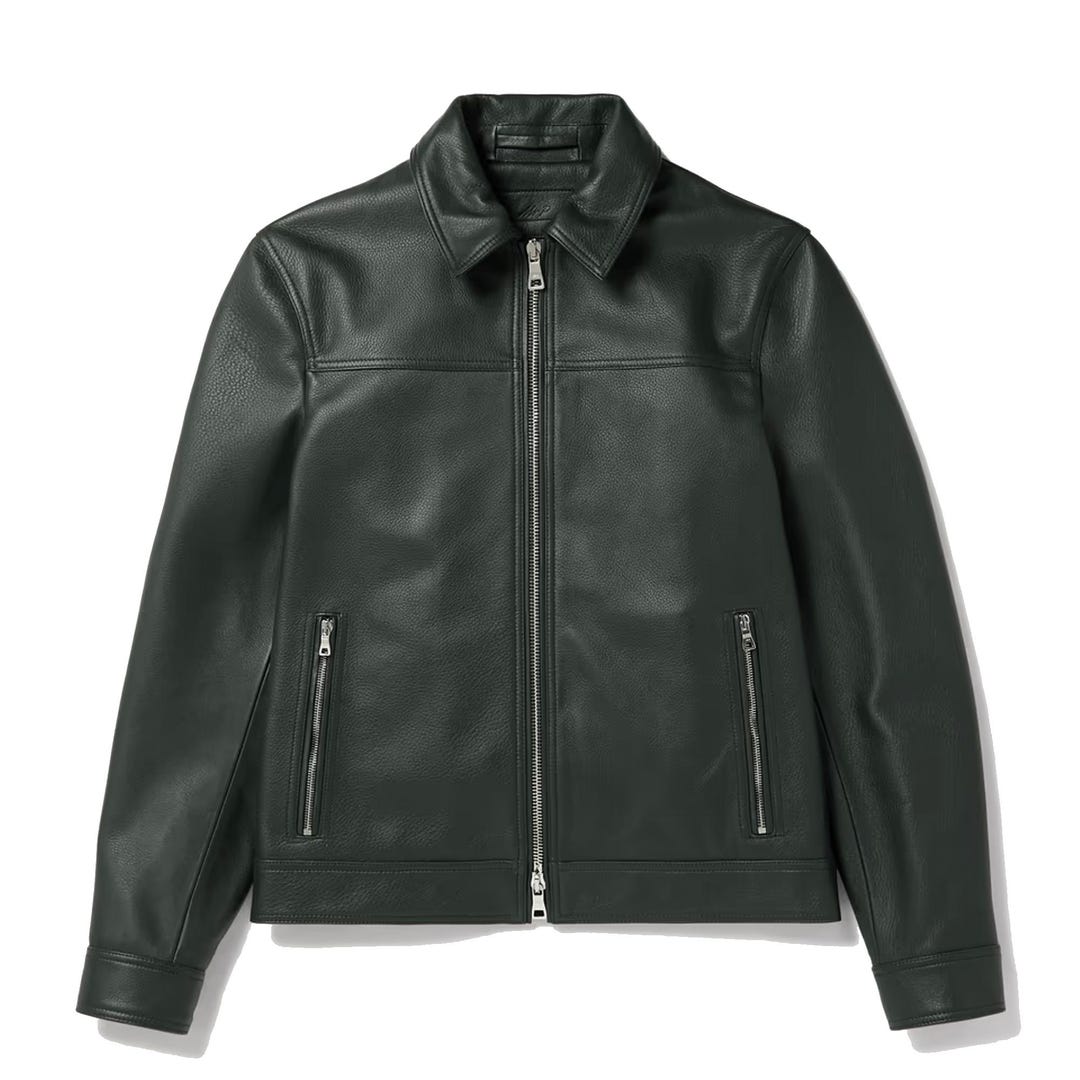Mens Green Classic Fashion Buff Soft Real Leather Jacket