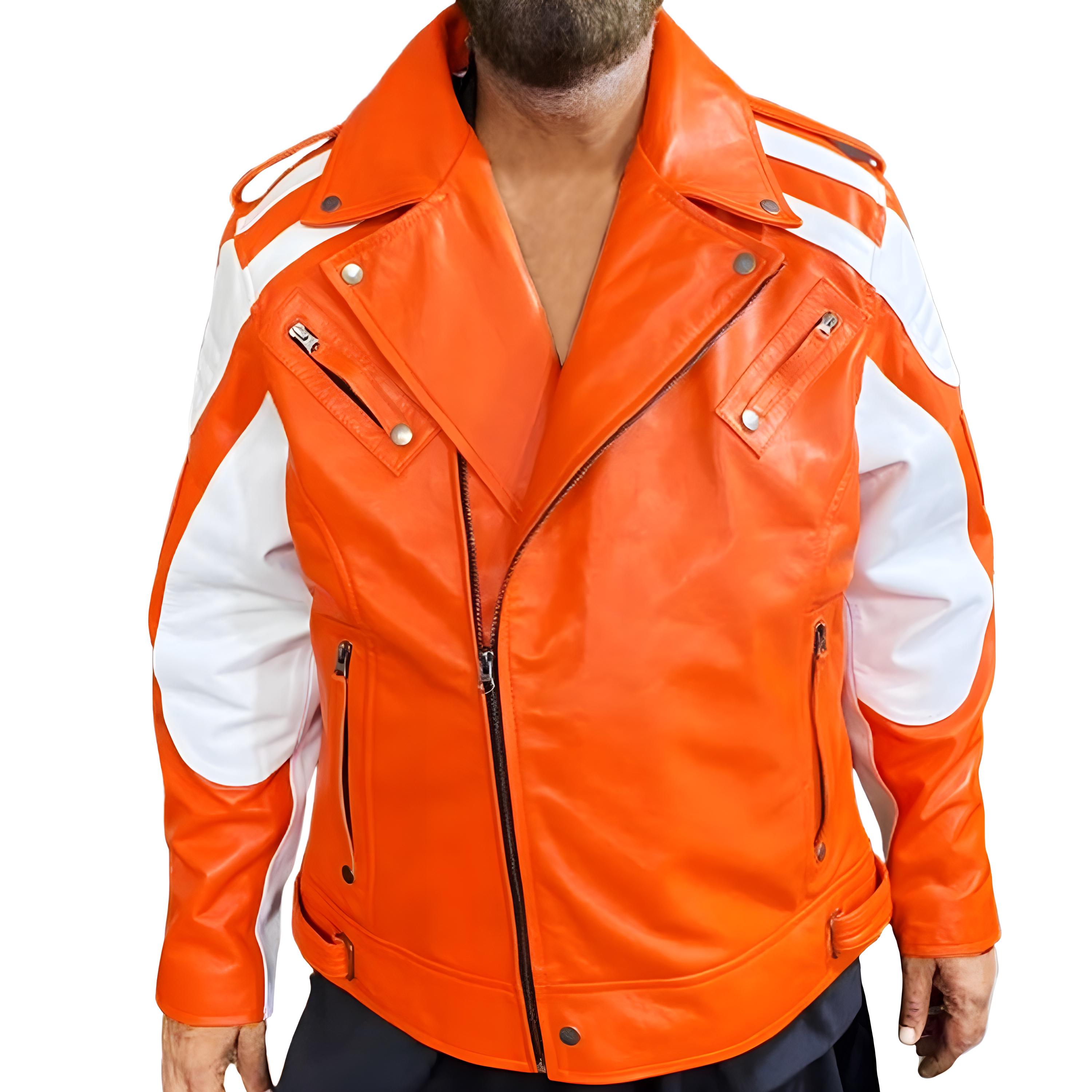 Orange Leather Jacket - Etsy