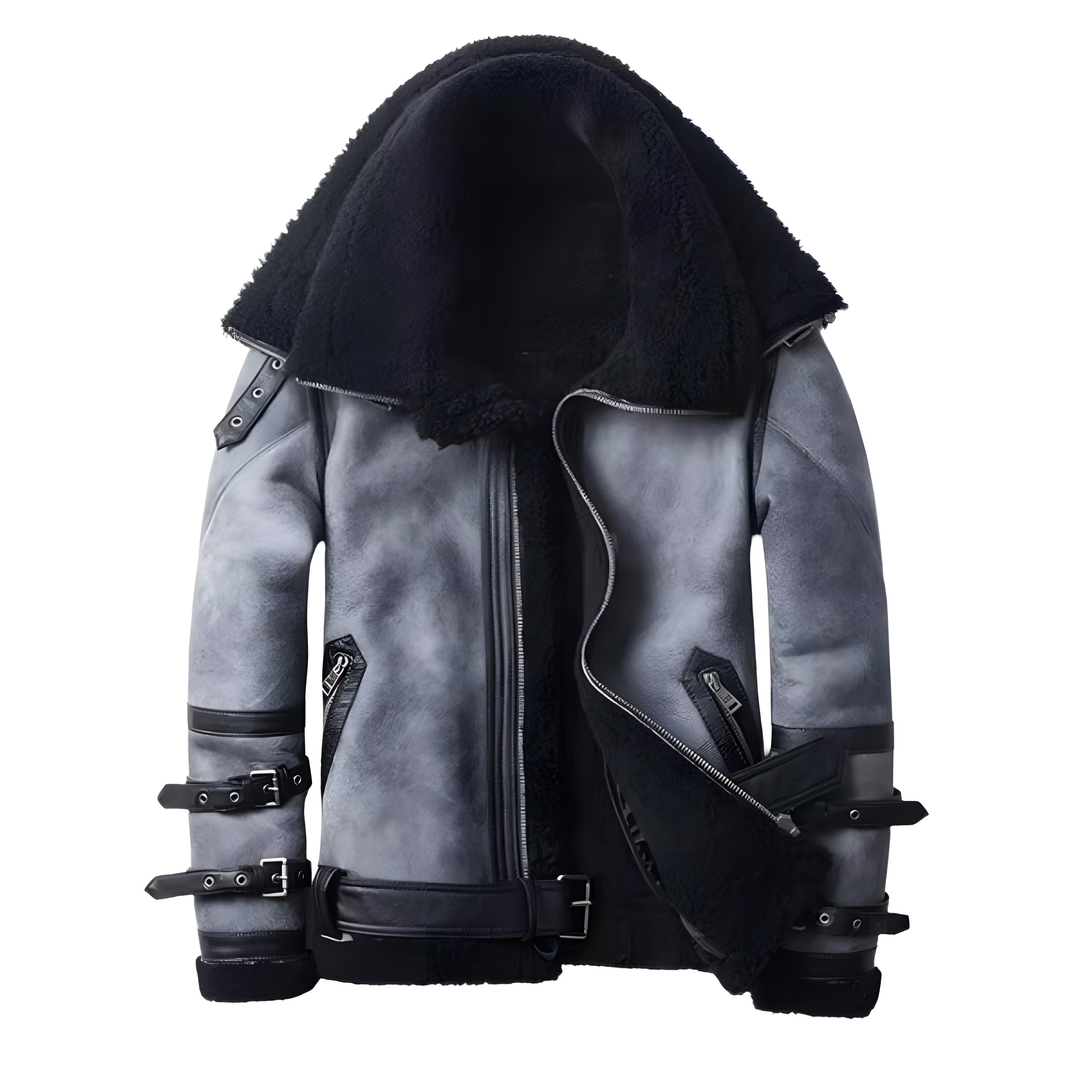 Gray Leather Jacket - Etsy