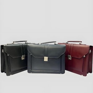 Maletín de cuero para hombre – Bolso de oficina vintage – Bandolera para portátil con correa – Bolso de negocios – Regalo para él – Estuche ejecutivo delgado