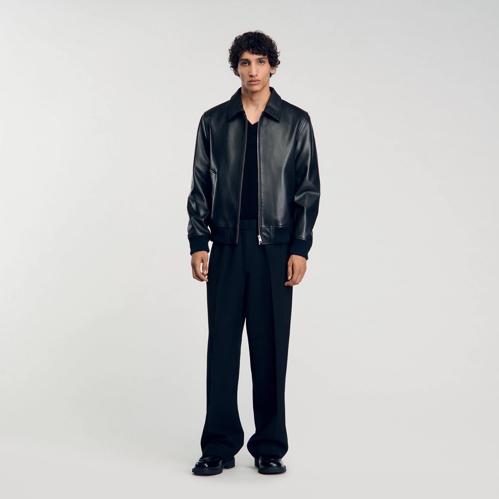 Open Edit Men's L Black Velvety Silky Bomber Full Zip Jacket