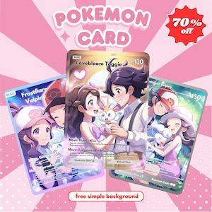 Carte Pokémon personnalisée | Portrait d'animal de compagnie personnalisé | Cadeaux Pokémon | Portrait d'animal de compagnie de style anime | Carte POKE drôle | Cadeau Saint-Valentin | Carte JCC personnalisée