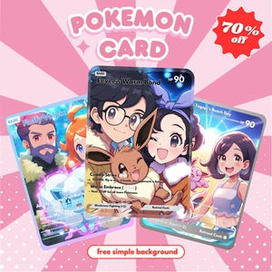 Carte Pokémon Full Art personnalisée - cadeau Pokémon TCG personnalisé - conception de carte Pokémon numérique - Portrait de couple - Portrait anime