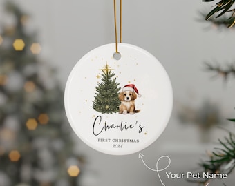 Primeiro enfeite de Natal personalizado para cachorro: enfeite de cerâmica para animais de estimação