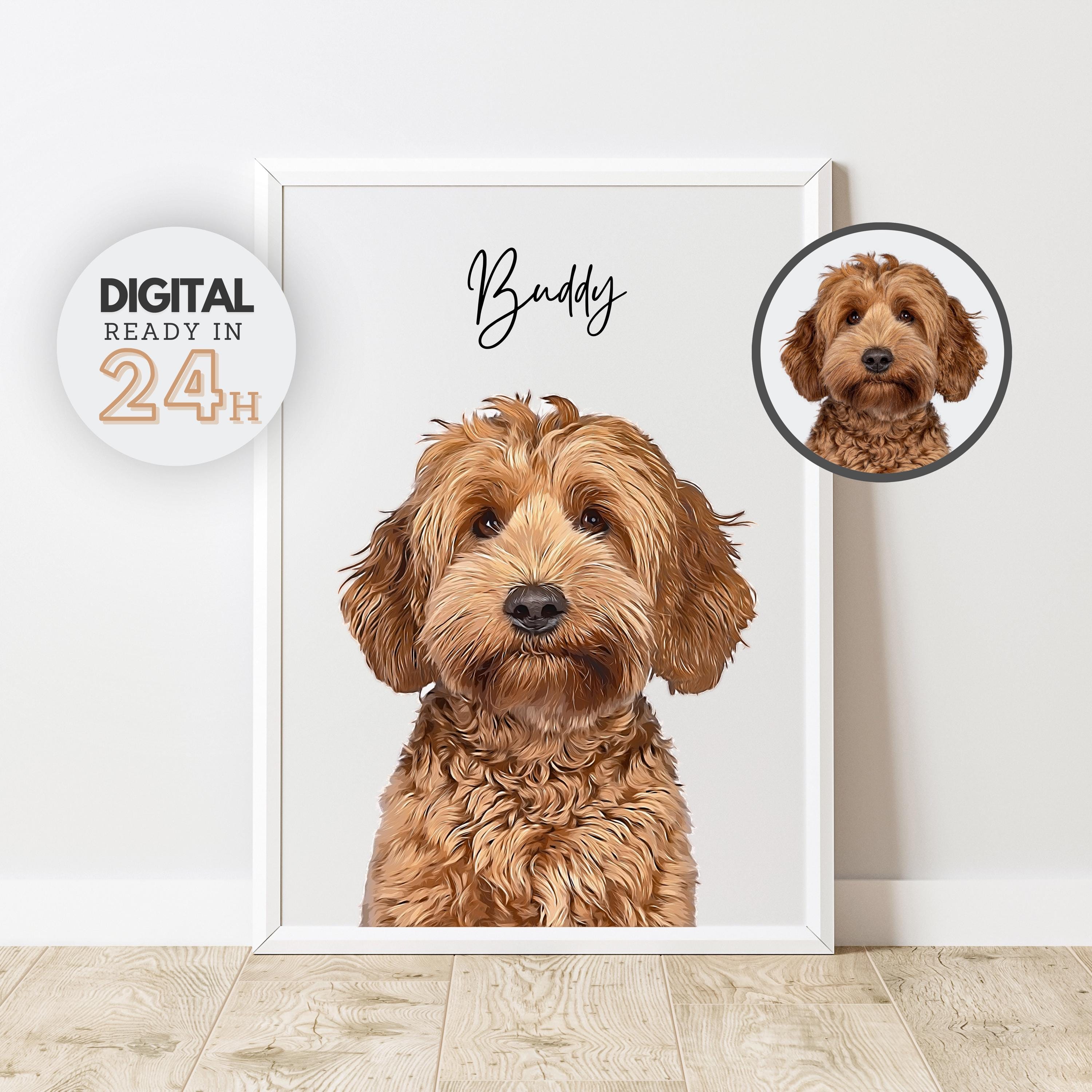 Custom Pet Portraits Using Pet Photo Personalized Digital Dog Portraits ...