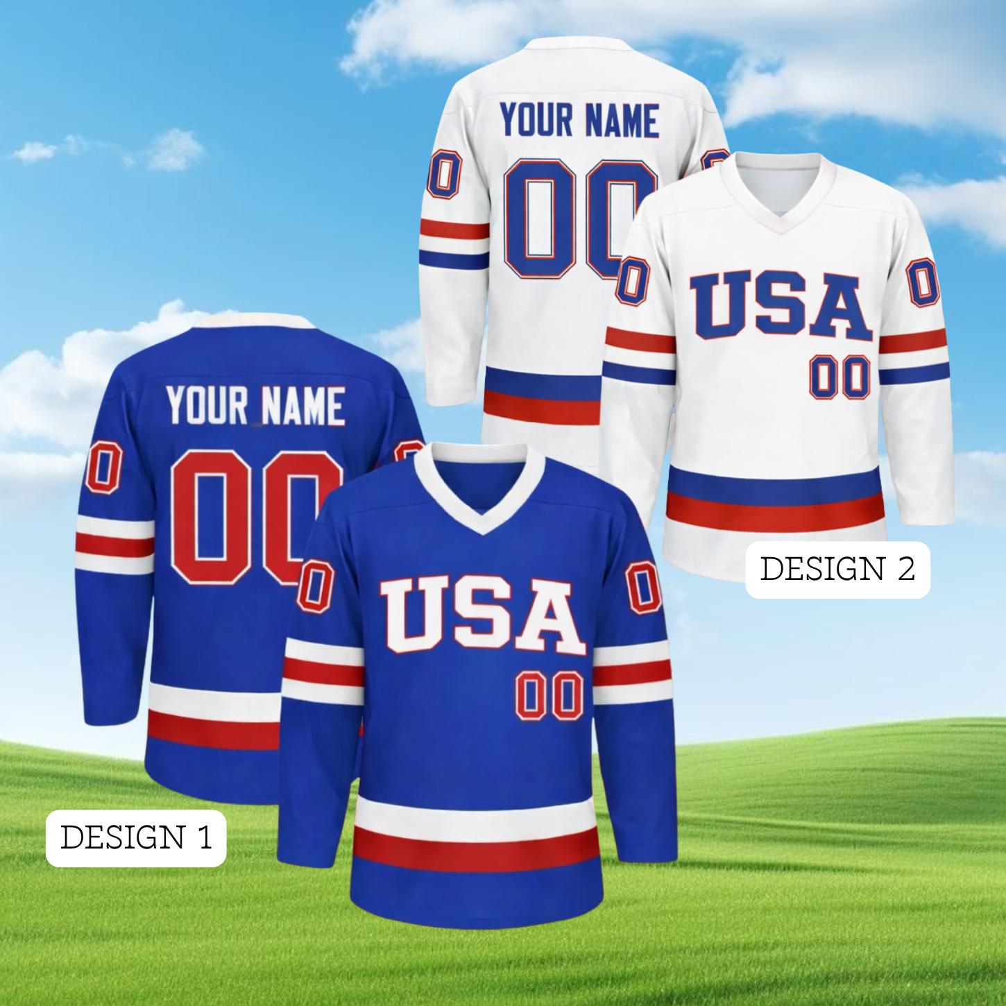 Discover Custom USA Hockey Jersey with Name and Number, Personalized Team USA Ice Hockey Shirt