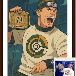 Retrato Estilo Naruto | Anime Digital WWE John Cena | Download Instantâneo