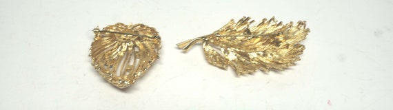 2 Vintage Leaf/Branches Brooches with Rhinestones… - image 6
