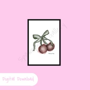 Cherry On Top - Cherries Print Trendy Wall Art Retro Wall Art Download Print Cherry Wall Art Preppy Wall Decor Aesthetic Print