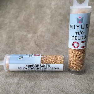 Delica 11/0, DB230, 24KT Lined Cream Opal by Miyuki