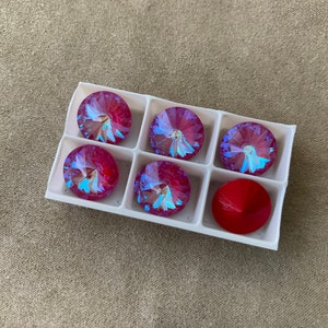 Set of 6, Swarovski Art. 1122, Crystal Royal Red Delite, 12mm