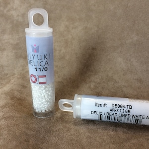 Delica 11/0, DB066, Lined White AB by Miyuki