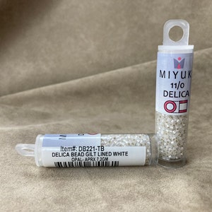 Delica 11/0, DB221, Gilt Lined White Opal by Miyuki