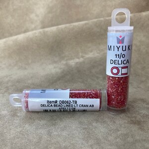 Delica 11/0, DB062, Lined Light Cranberry AB by Miyuki