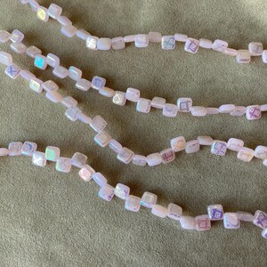 Czech Two Hole Tile, Pink Laser Etched Greek Key pattern, 6x6mm, 25 Beads/strand
