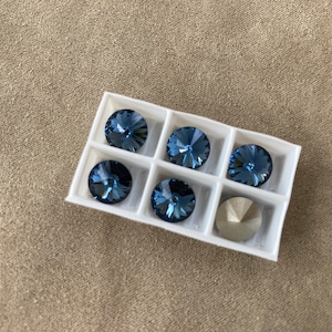 Set of 6, Swarovski Art. 1122, SS39 / 8mm, Denim Blue Foiled