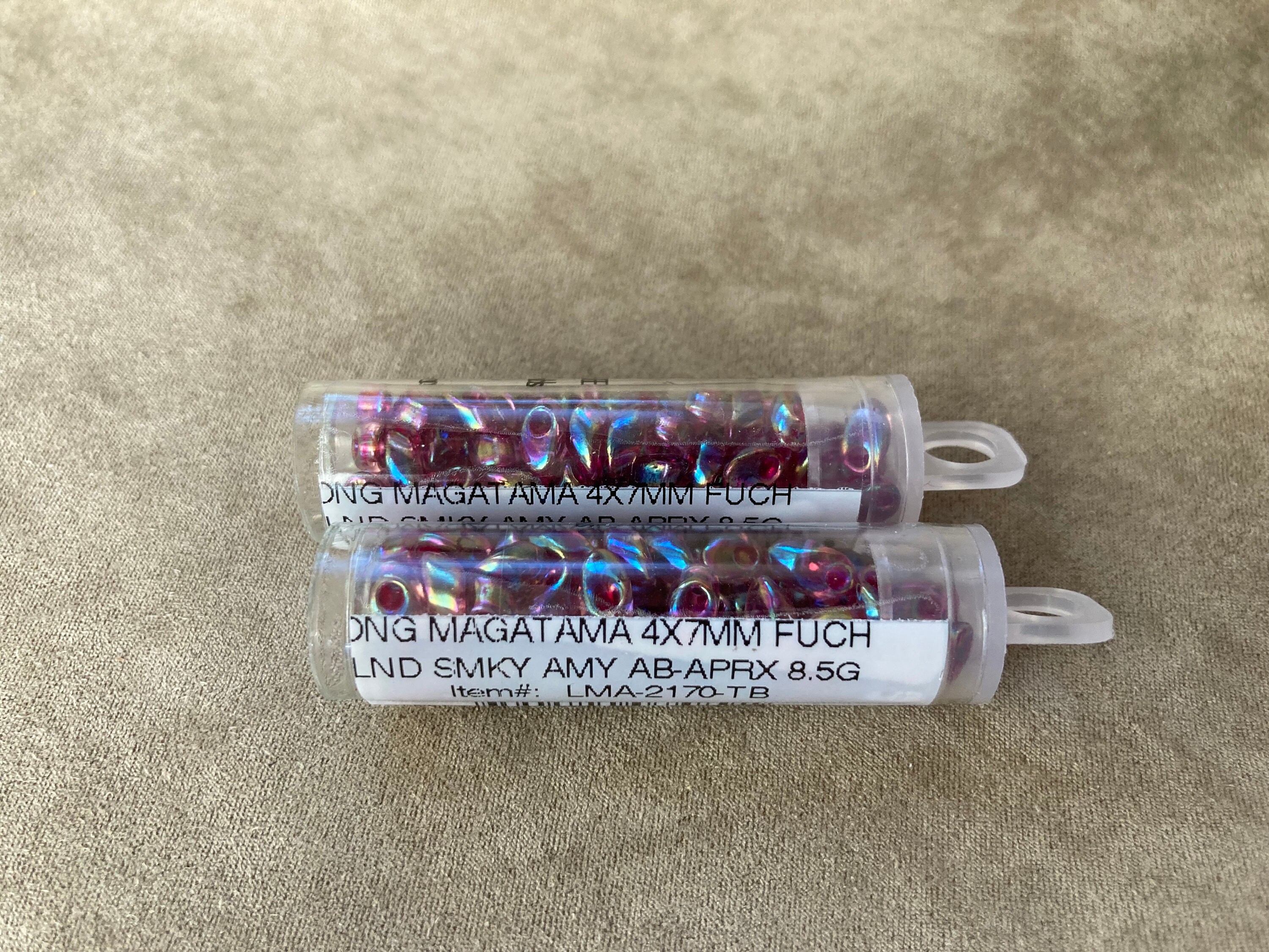 LMA-2170, Fuchsia Lined Smokey Amethyst AB, 2 Tube Lot, Long