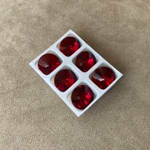 Set of 6, Preciosa MC Siam Foiled, 12mm Rivoli