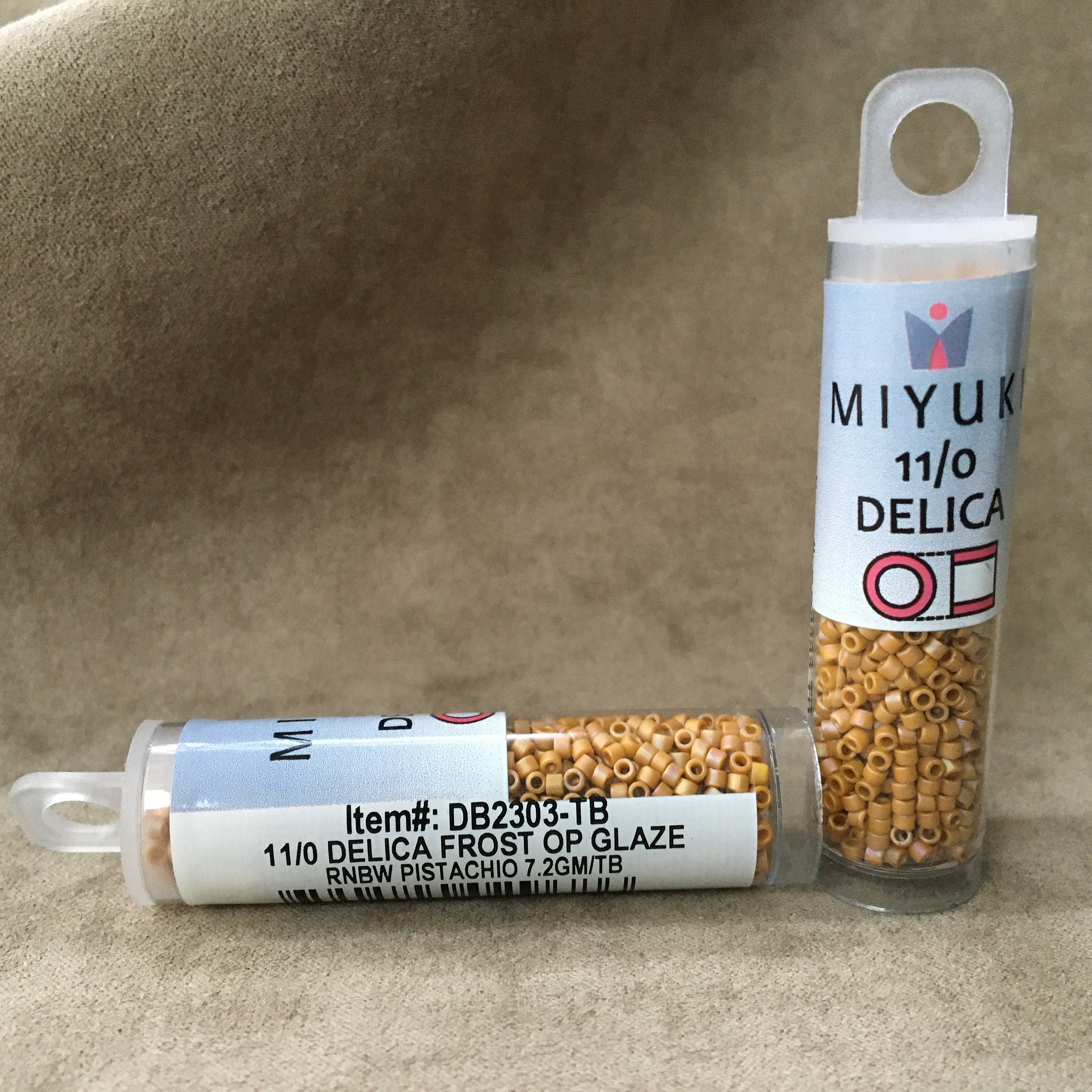 Delica 11/0, DB2303, Frosted Opaque Glazed Rainbow Pistachio by Miyuki