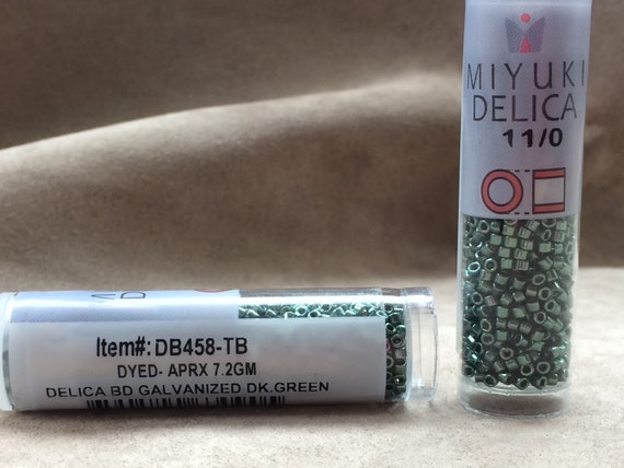 5gr DIY Jewelry Bead Supply DB458 Galvanized Dark Green aka Nickel Plated Dyed Green Size 110 Miyuki Delica
