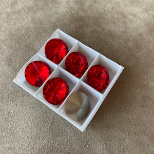 Set of 6, Swarovski Art. 1122, Light Siam Foiled Rivoli, 14mm