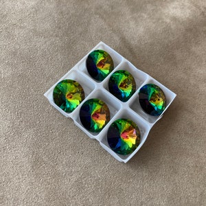 Set of 6, Preciosa MC Crystal Vitrail Medium Foiled, 14mm Rivoli
