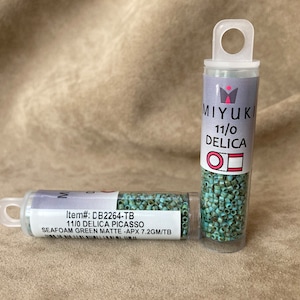 Delica 11/0, DB2264, Seafoam Green Matte Picasso by Miyuki