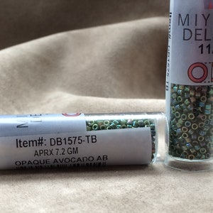 Delica 11/0, DB1575, Opaque Avocado AB by Miyuki