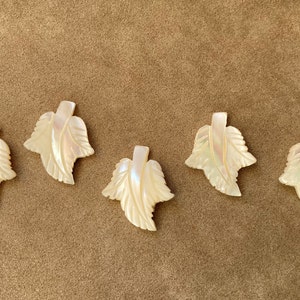 MOP Carved Leaf Pendant/Charm, Set of 2