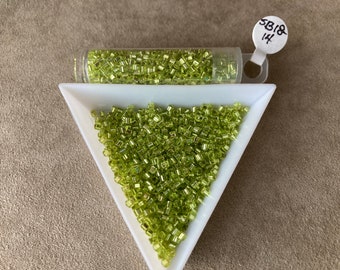 1.8mm Cube Bead, SB18-14, Silver Lined Chartreuse Square Bead by Miyuki