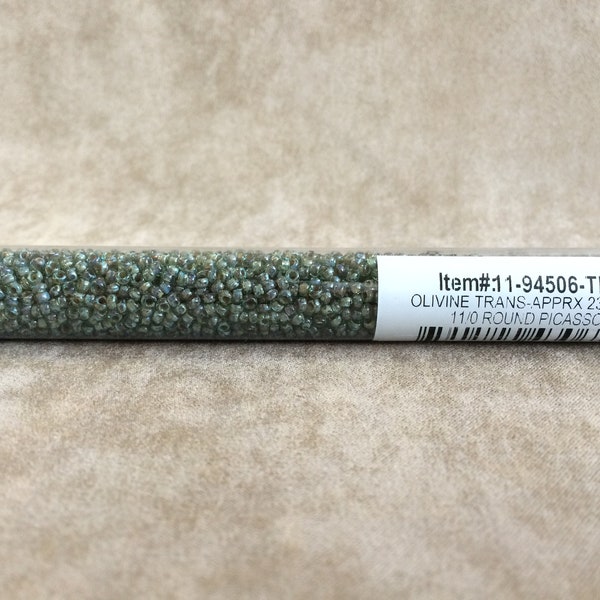 11-94506, Olivine Transparent Picasso, 11/0 Seed Bead by Miyuki