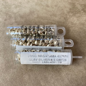 LMA-4201, Galvanized Silver, 3 Tube Lot, Long Magatama, 4x7mm