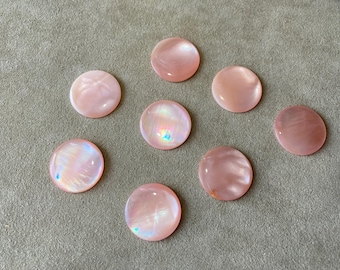Shell Flat Back Calibrated Cabochon, Round, Pink Mussel, 18mm, Sold by the piece