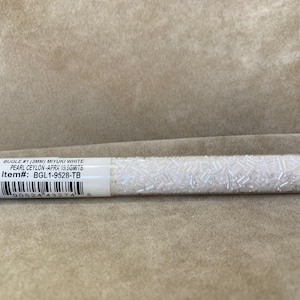 Bugle Bead, 3mm / Size #1, BGL1-528, White Pearl Ceylon by Miyuki