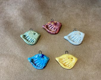 Ceramic Bird Pendant, 5 colors by Elizabeth Girod, 18x25mm, Sold by the piece