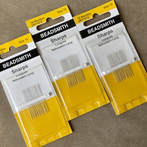 Aghi per perline, appuntiti, misura 12, confezione da 12 aghi, lunghezza 1,125"/30 mm, di BeadSmith