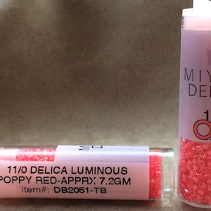 DB00-2051, Miyuki 5.2g Luminous Poppy Red DB00-2051, Miyuki 5.2g Luminous Poppy Red