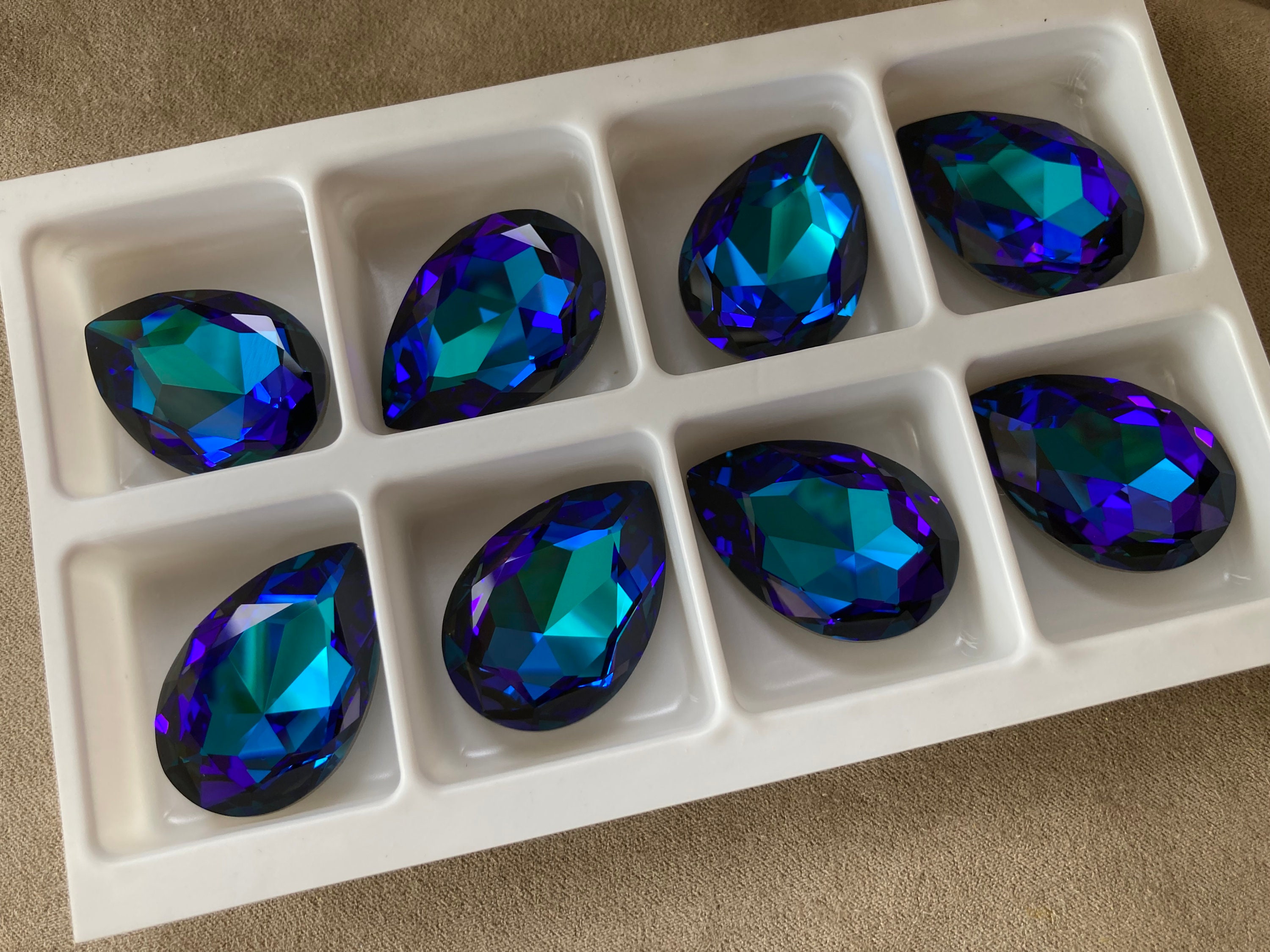Blue Heliotrope Crystal Large Pear Teardrop Drop 23x17mm