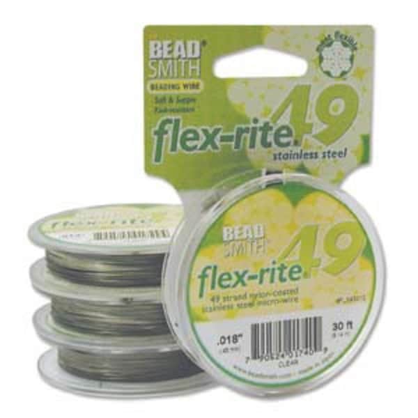 Flex-Rite 49 Strand, .018 Nylon Coated Stainless Steel Micro-Wire, 30' by The Beadsmith