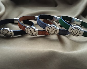 Kit de bracelet en cuir, motif central nœud celtique rond