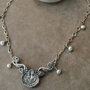 Neptune&#39;s Gift, Sterling Festoon & Fresh Water Pearl Necklace