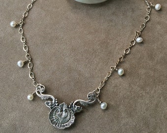 Neptuns Geschenk, Sterling Girlande & Süßwasser Perlenkette