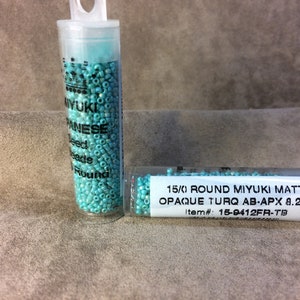 15-9412FR, Matte Opaque Turquoise AB, 15/0 Seed Bead by Miyuki