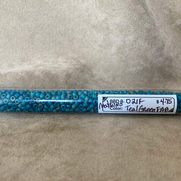 08-021F, Teal Green FAB, 8/0 Matte AB Seed Bead by Matsuno