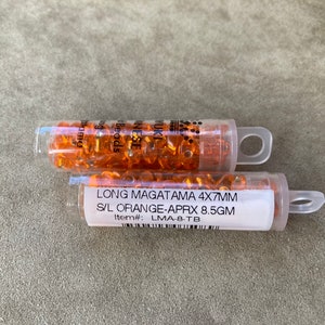 LMA-8, S/L Orange, 2 Tube Lot, Long Magatama, 4x7mm