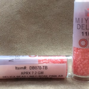 Delica 11/0, DB070, Lined Rose Pink AB by Miyuki