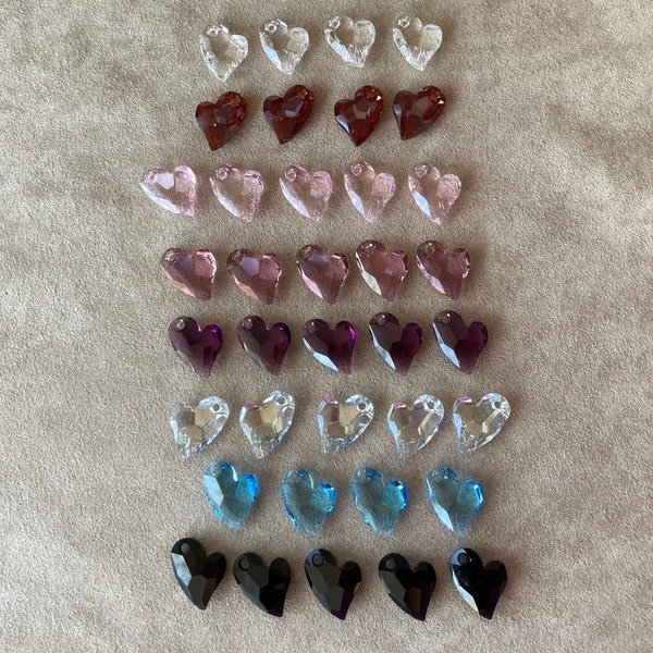 Swarovski Article 6261, Set of 2, 17mm, Devoted 2 U Heart Pendant, 8 Colors!