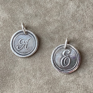 Initial Pendant, Fine Silver, Wax Seal Impression, Sold by the piece