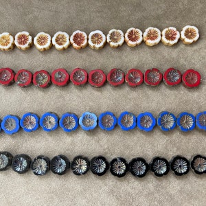 Czech Glass, Hawaiian Flower Bead, 12mm, Strand of 12 pieces, 4 Colors!